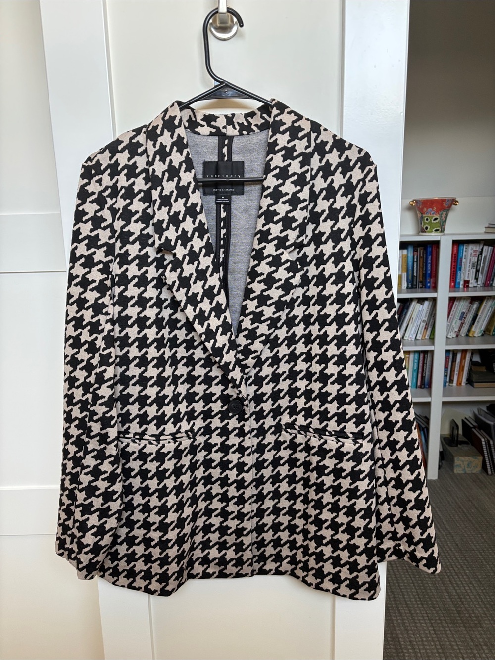 Sanctuary Black & Cream Houndstooth Single-Button Blazer